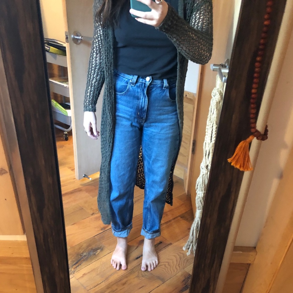 Loose knit green cardigan